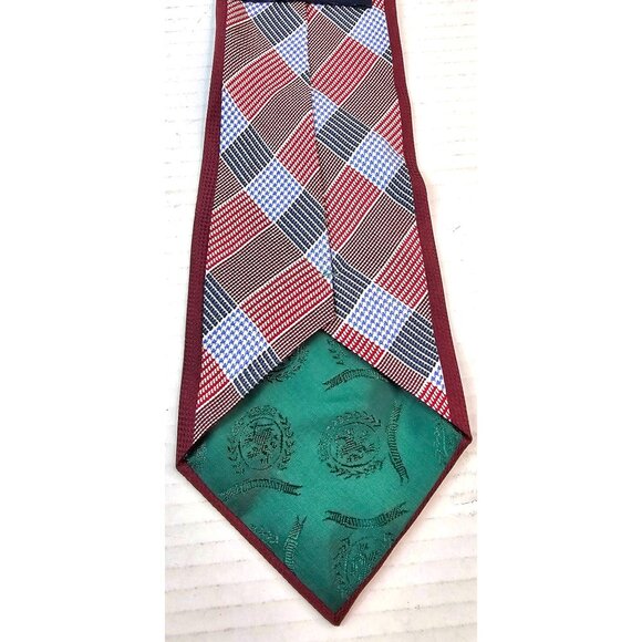Tommy Hilfiger Handmade 100% Silk Red Blue Plaid Pattern Mens Neck Tie - Picture 5 of 8